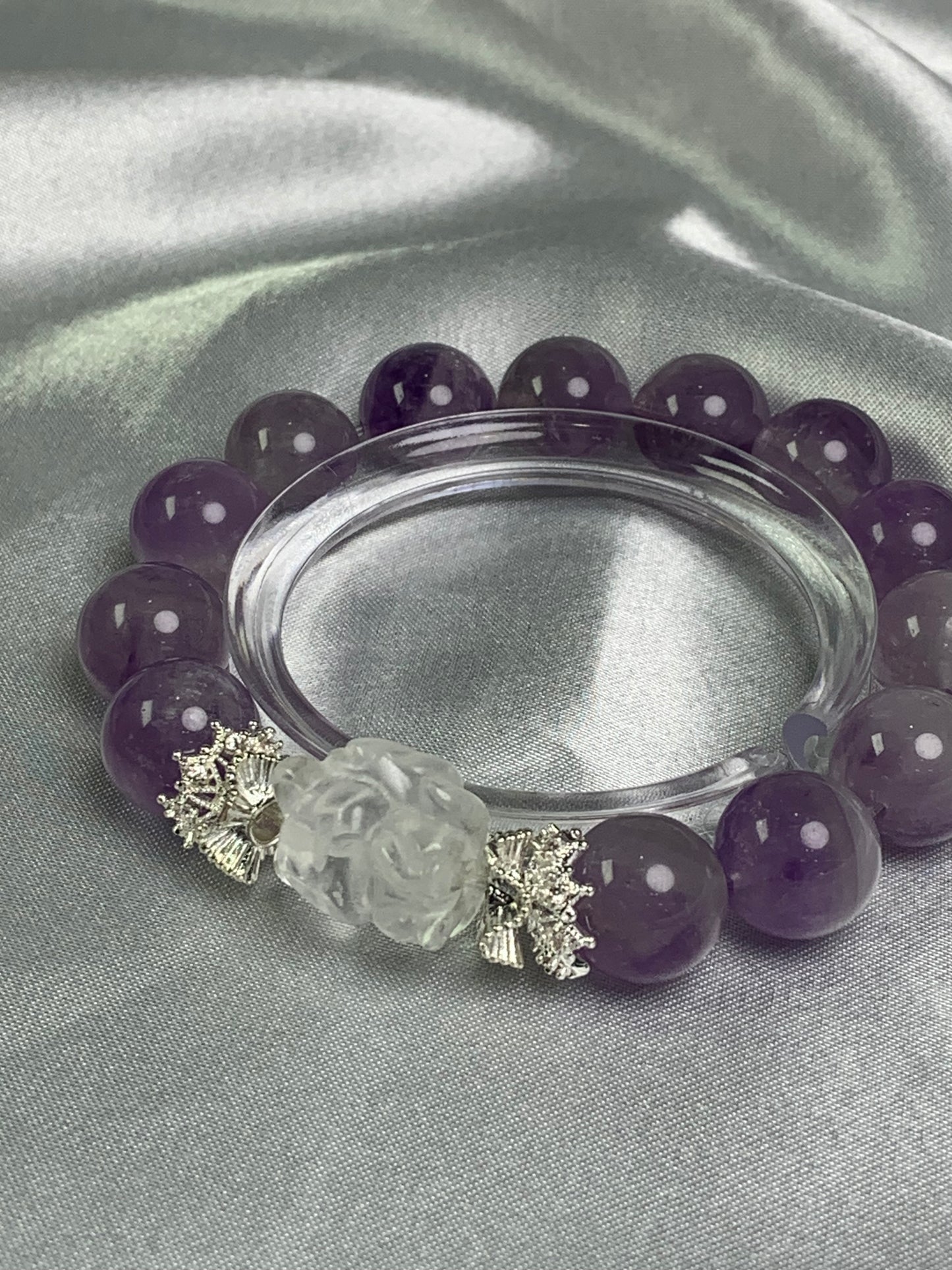 Attract Popularity: Amethyst & Nine-Tailed Fox (Kitsune) Crystal Bracelet